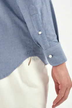 Chemise en coton gratté bleu avio - Made in Italy