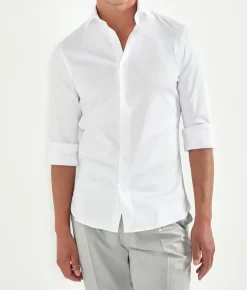 Chemise en coton mercerisé blanc - Made in Italy