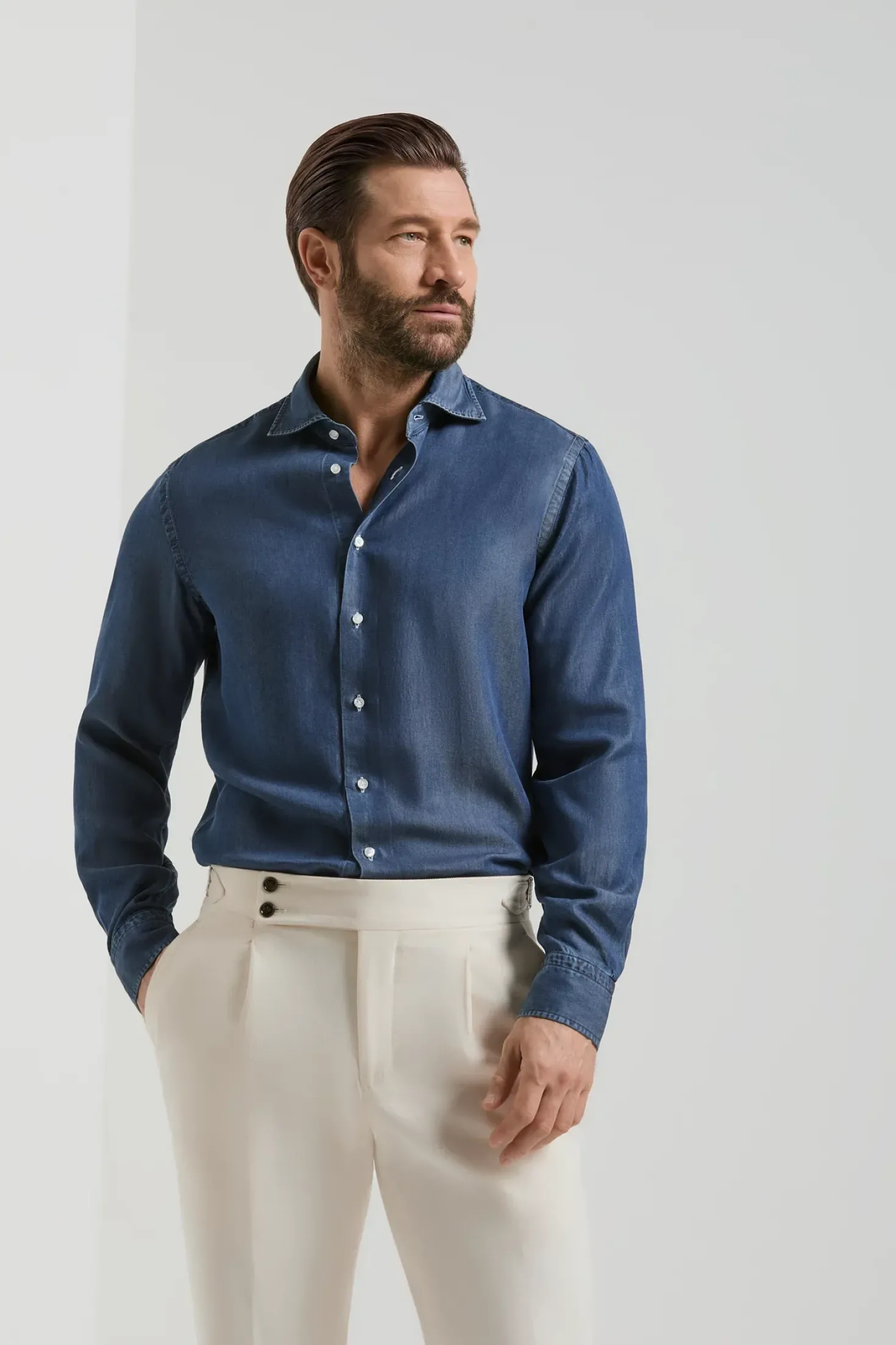 Chemise en denim bleu foncé - Made in Italy