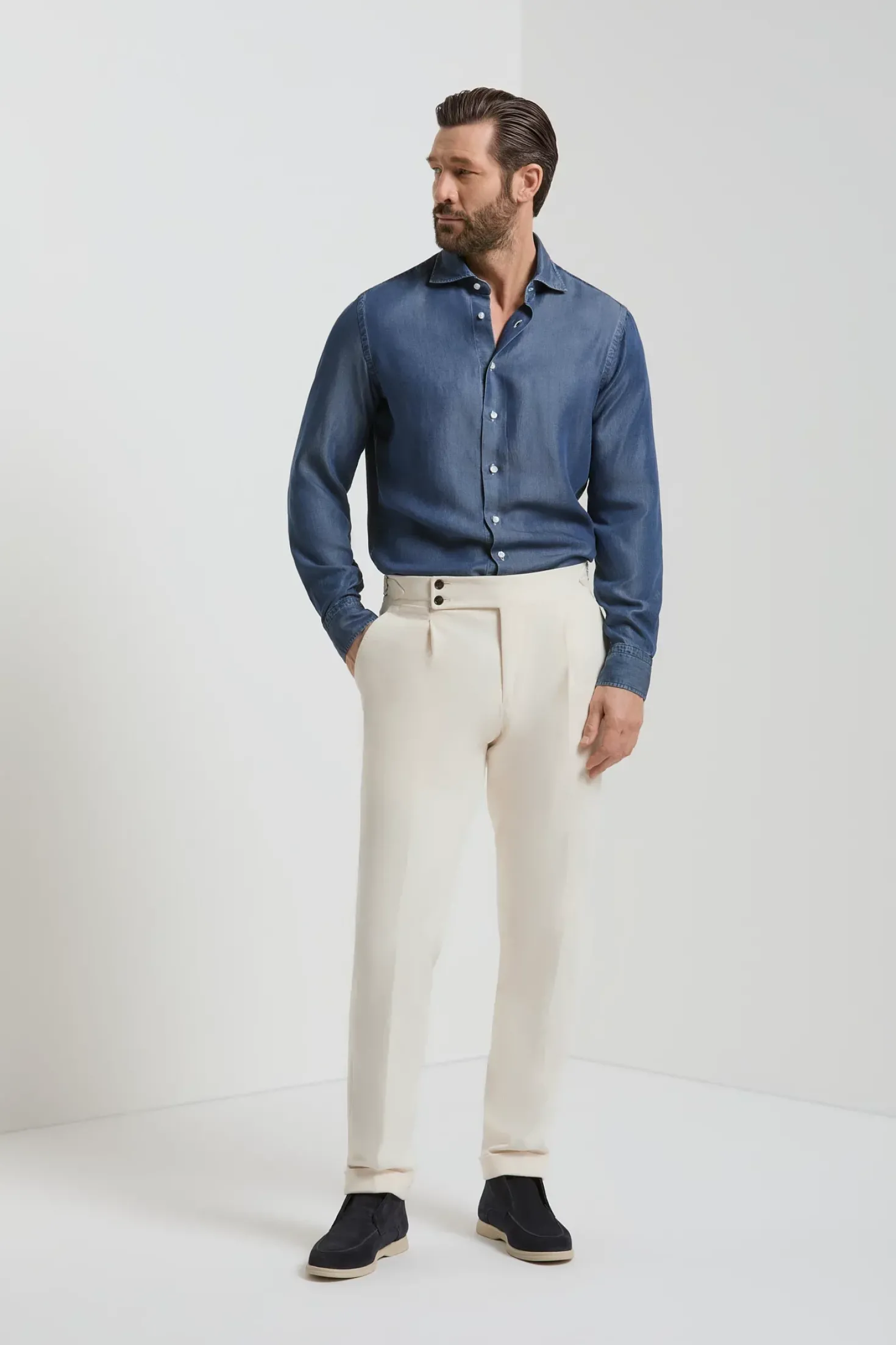 Chemise en denim bleu foncé - Made in Italy