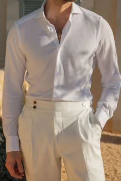 Chemise en jersey blanc - Made in Italy