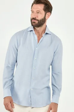 Chemise en jersey bleu clair - Made in Italy