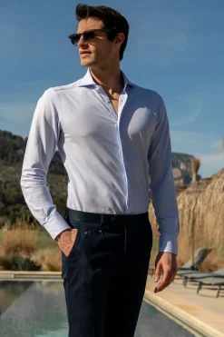 Chemise en jersey bleu clair - Made in Italy