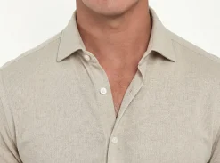 Chemise en jersey de mérinos beige - Made in Italy