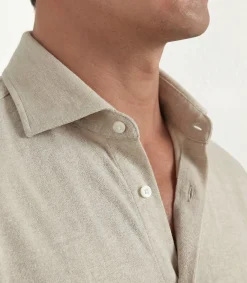 Chemise en jersey de mérinos beige - Made in Italy