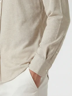Chemise en jersey de mérinos beige - Made in Italy