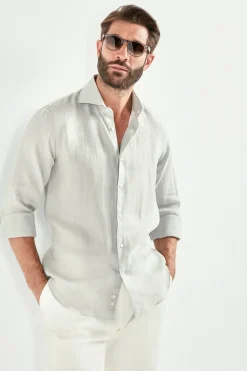 Chemise en lin gris clair - Made in Italy