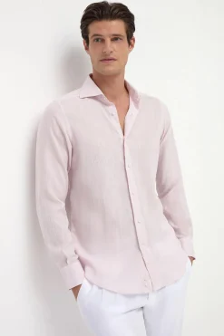 Chemise en lin rose - Made in Italy