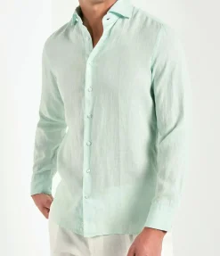 Chemise en lin teint en pièce menthe - Made in Italy