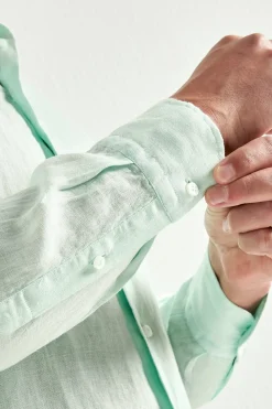 Chemise en lin teint en pièce menthe - Made in Italy