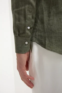 Chemise en lin verte - Made in Italy