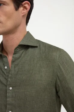 Chemise en lin verte - Made in Italy