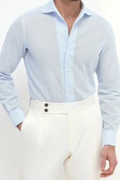 Chemise en natté bleu clair - Made in Italy