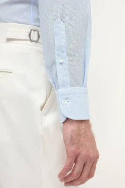 Chemise en natté bleu clair - Made in Italy
