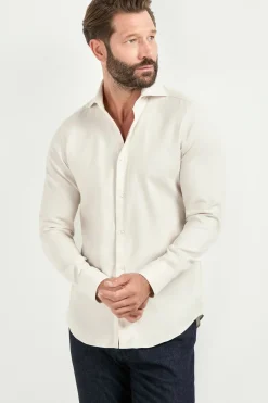Chemise ivoire en coton et Tencel™ - Made in Italy