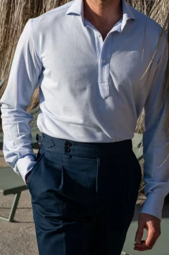 Chemise popover en jersey bleu clair - Made in Italy