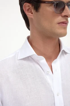 Chemise popover en lin blanc - Made in Italy