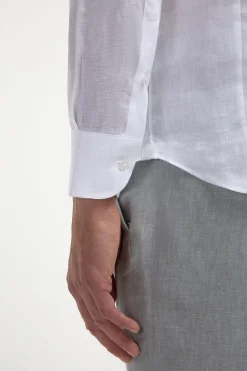 Chemise popover en lin blanc - Made in Italy