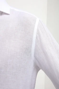 Chemise popover en lin blanc - Made in Italy