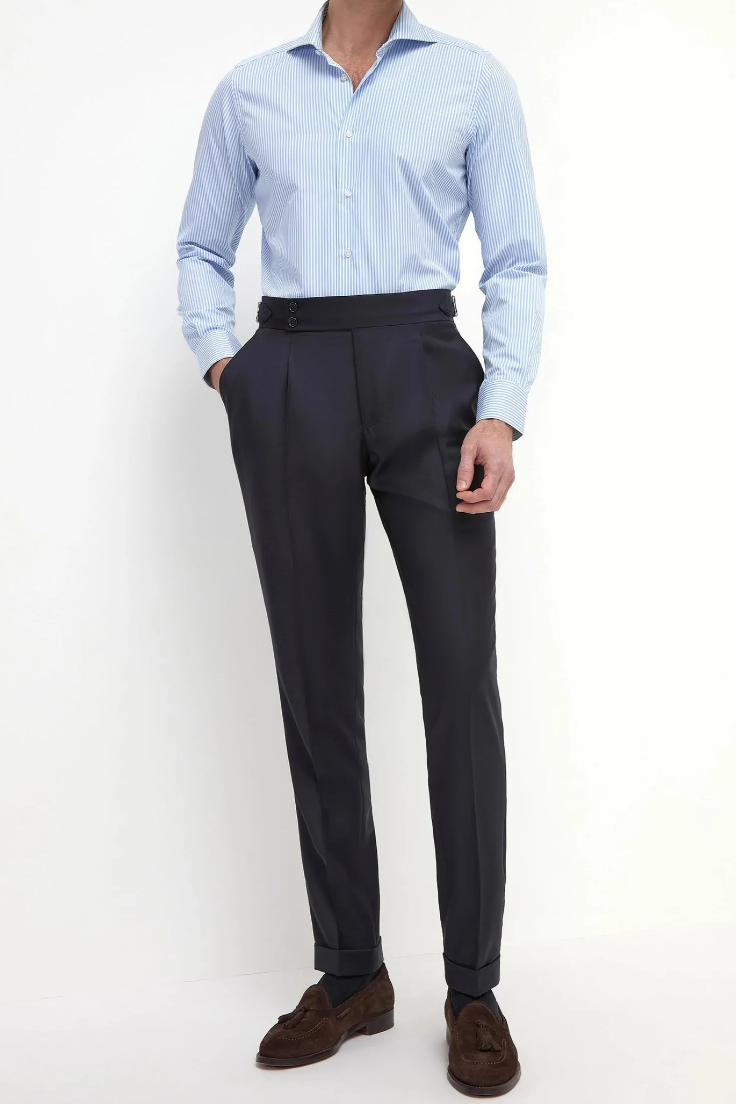 Chemise rayée bleu clair - Made in Italy