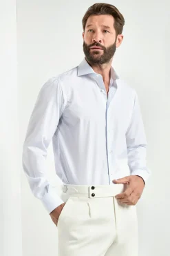 Chemise Sartoriale haut de gamme en coton bleu clair - Made in Italy