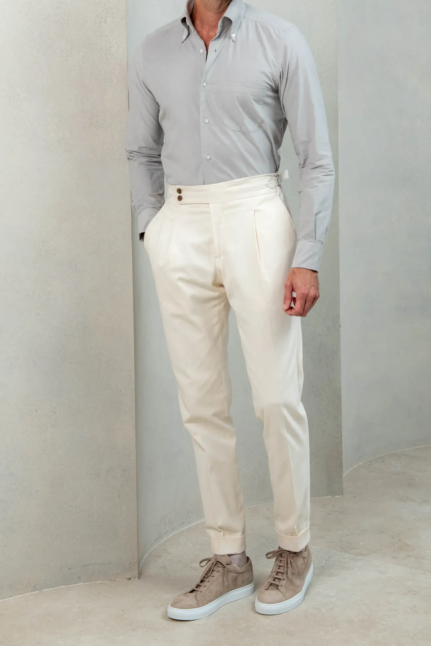 Chemise Stone à col boutonné effet velours - Made in Italy