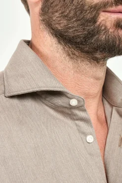 Chemise taupe en coton et Tencel™ - Made in Italy