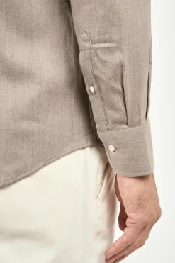 Chemise taupe en coton et Tencel™ - Made in Italy