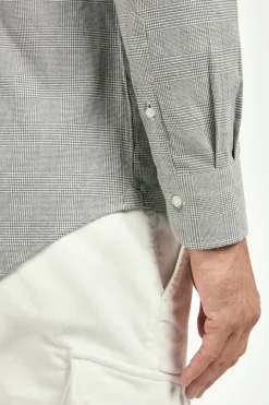 Chemise taupe Prince de Galles - Made in Italy