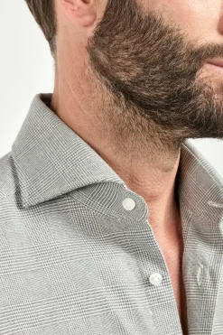 Chemise taupe Prince de Galles - Made in Italy