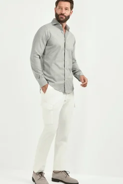 Chemise taupe Prince de Galles - Made in Italy