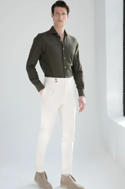 Chemise verte - toucher flanelle - Made in Italy