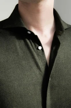 Chemise verte - toucher flanelle - Made in Italy