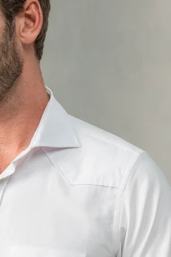 Chemise western blanche effet velours - Made in Italy