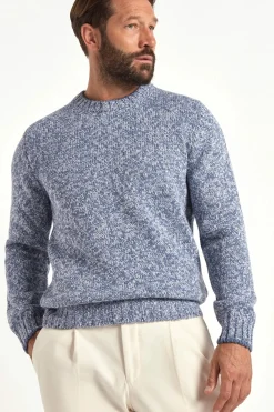 Col rond mouliné bleu clair - Made in Italy