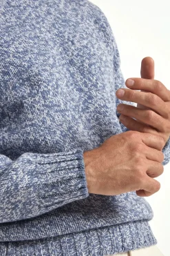 Col rond mouliné bleu clair - Made in Italy