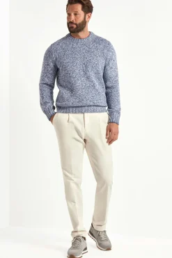 Col rond mouliné bleu clair - Made in Italy