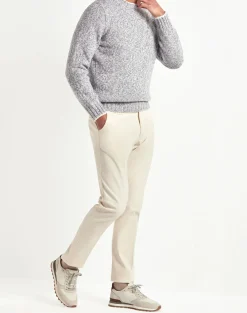Col rond mouliné gris clair - Made in Italy