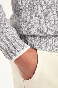 Col rond mouliné gris clair - Made in Italy