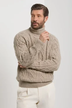 Col roulé Aran taupe - Made in Italy