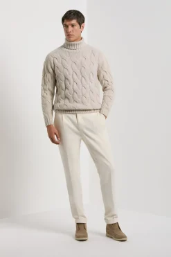 Col roulé beige à torsades - Made in Italy