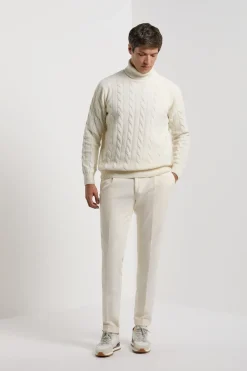 Col roulé blanc en maille torsadée – Made in Italy