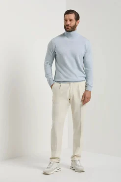 Col roulé bleu clair en mérinos – Made in Italy