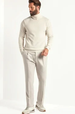 Col roulé en cachemire Blanc cassé – Made in Italy