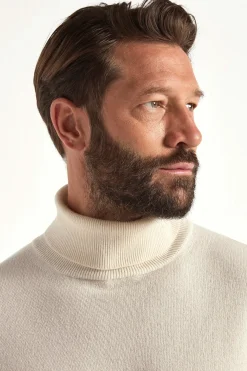 Col roulé en cachemire Blanc cassé – Made in Italy