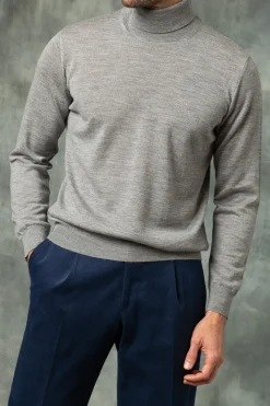 Col roulé gris en mérinos – Made in Italy