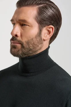 Col roulé noir en mérinos – Made in Italy