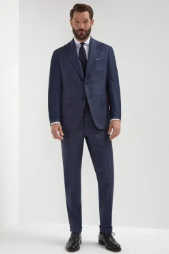 Costume Bleu grisé Prince de Galles Entièrement entoilé - Made in Italy