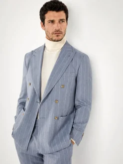 Costume croisé rayé bleu clair - Made in Italy