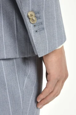 Costume croisé rayé bleu clair - Made in Italy